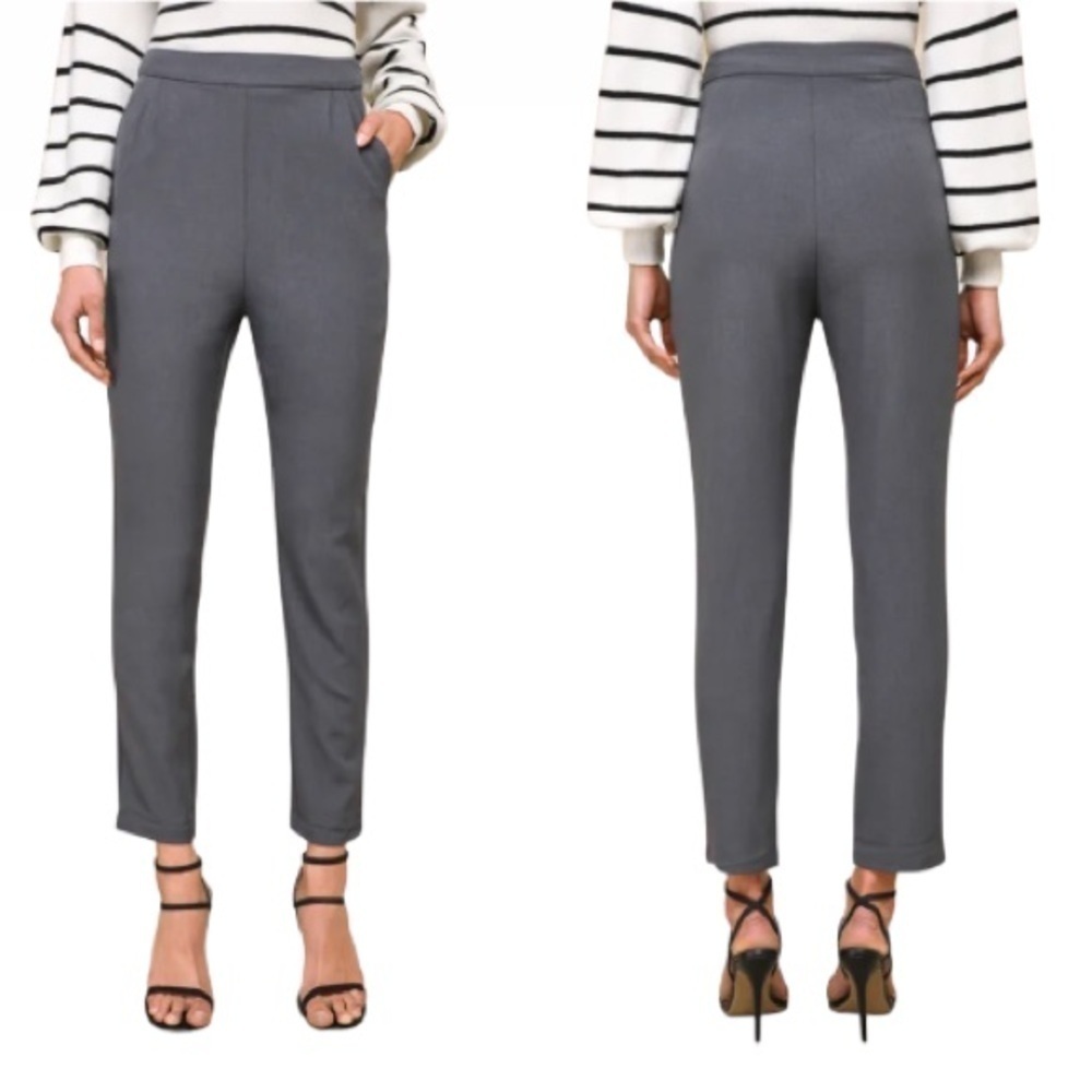 NWT Lulus Kick It High-Waisted Trouser Pants Grey Sz XL Office Siren
